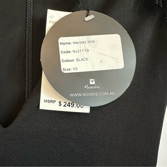 NWT NOOKIE designer black bodycon short sleeve cocktail dress with fringe - Picture 5 of 10